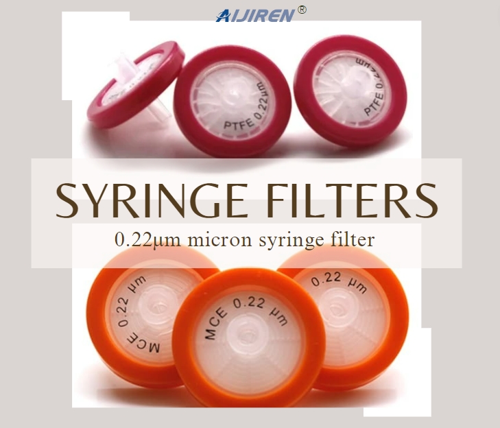 What is the function of a 0.22 micron syringe filter?